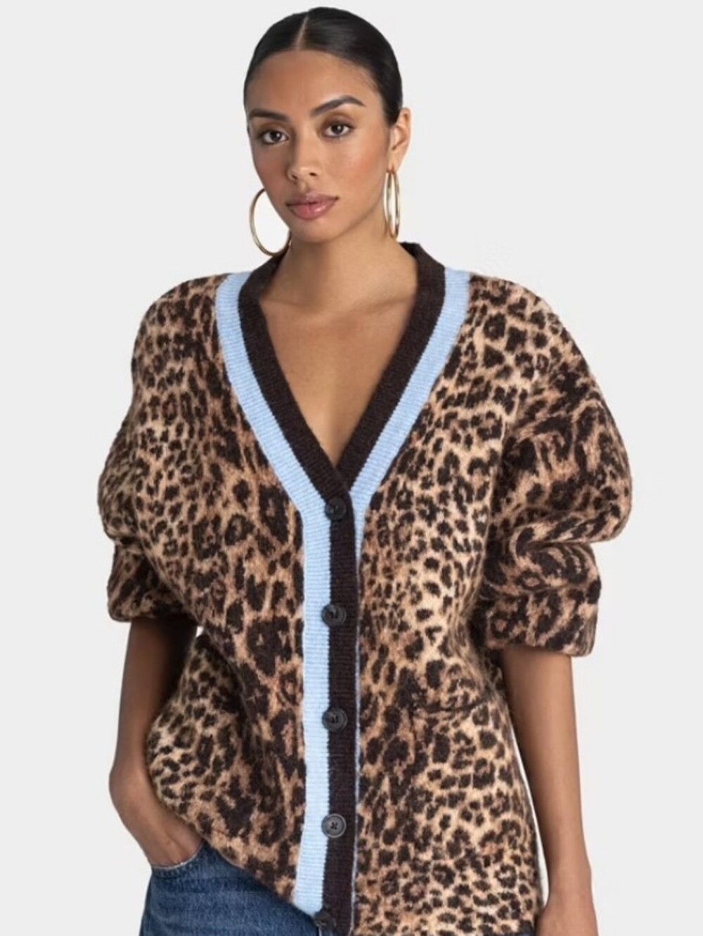 💥KBB by KAHLANA Women’s The Slouchy Cardigan Tan Leopard Size L Sold Out